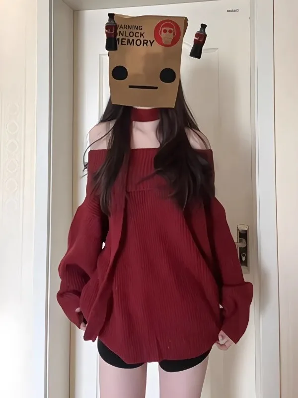 

Женский свитер большого размера Cisas New Year One Shoulder, осенне-зимний, новый, в стиле Lazy Sle, облегающий, вязаный, с эффектом похудения, премиум-класса.