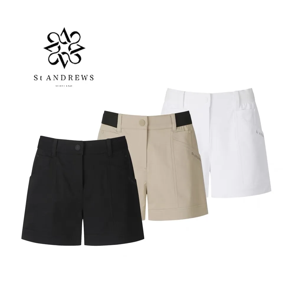 ST ANDREWS Korean Golf Clothing Women's Pants Shorts Belt Quarter Leg Straight Solid Color Fashion