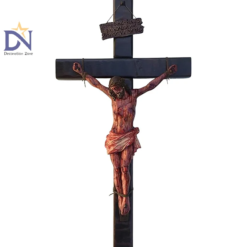 Jesus Cross Ornament With Base Jesus Cross Statue Resin Crucifix Wall Cross Home Decoration Room Decoration Church Decoration