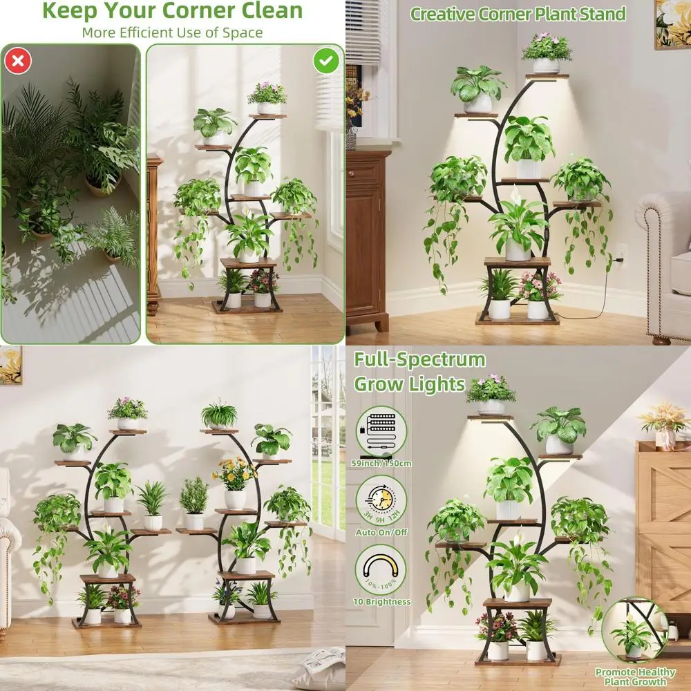 

Plant Stand Indoor with Grow Lights - 7 Tiered Indoor Plant Shel, 44" Plant Stands or Indoor Plants Multiple, Metal Plant Shelve