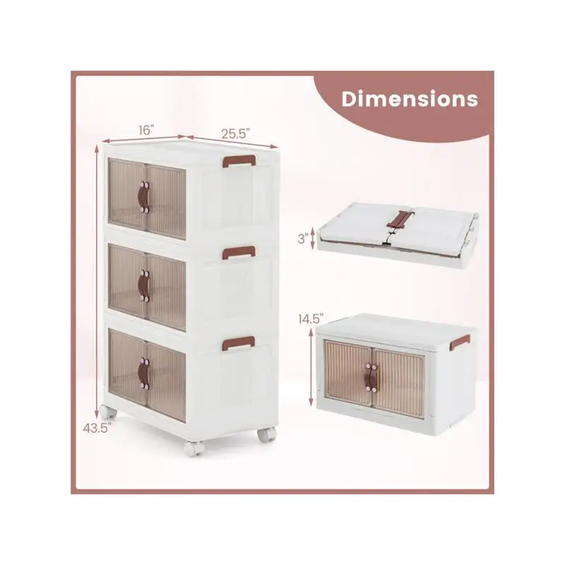 

Stackable Storage Bins with Lockable Casters, 25.5" x 16" x 43.5", Ideal for Organizing and Easy Mobility, Durable and