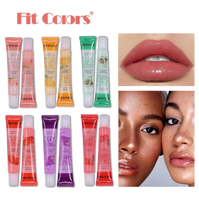 Fit Colors 12 colors Fruit Rolling Pearl Lip Oil Moisturizing transparent Pearl Water Lip Glaze Lip Gloss Lip Oil