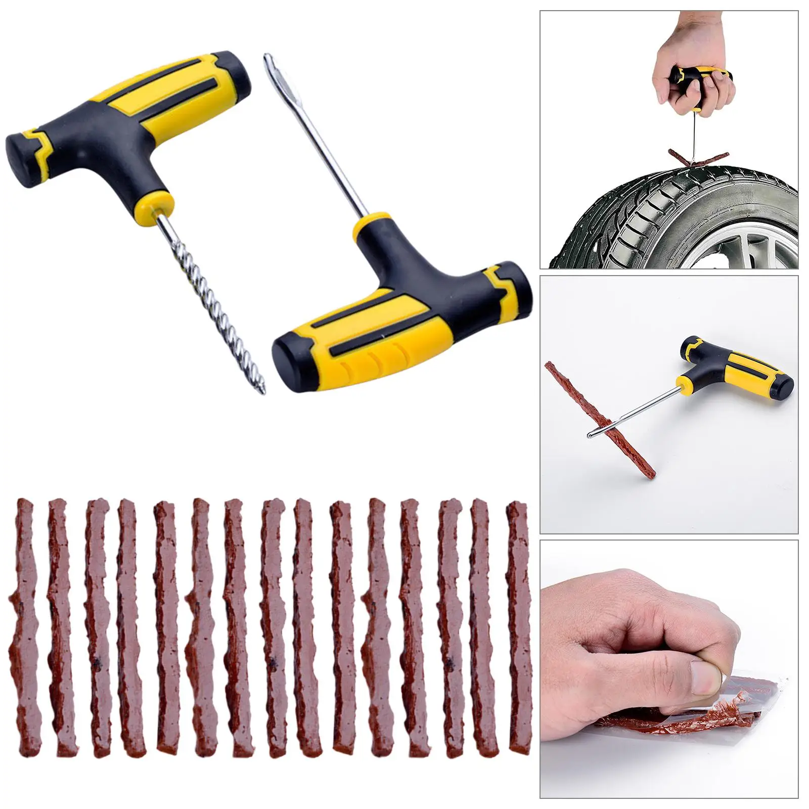 Tubeless Tire Repair Kit with 15 Strip Fit for SUV Roadside Automotive Trucks