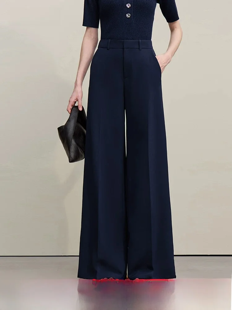 

Summer New Style Wide Leg Pants Loose Casual Women High Quality Lazy Style Commute Wind Zipper Natural Waist Polyester F...