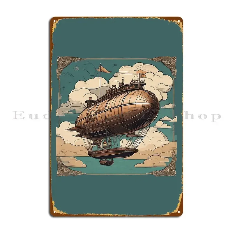 Vintage Airship Expedition Metal Sign Decoration Personalized Cinema Bar Cave Rusty Tin Sign Poster