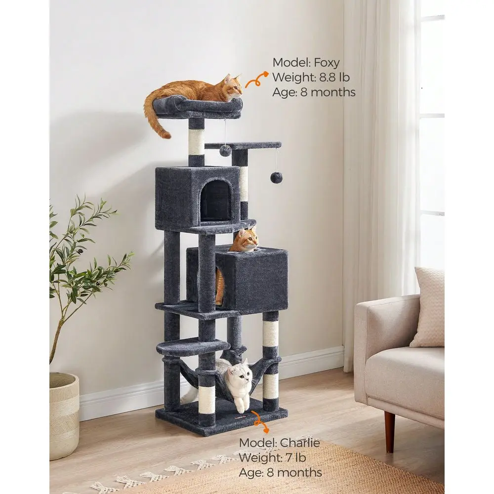 

Cat Tree Rascadores Para Gatos Cat Supplies Cat Tree, 61Inch Cat Tower For Indoor Cats, Plush MultiLevel Cat Condo With 5 Ching