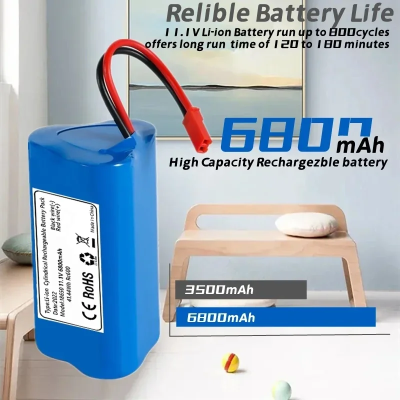 12V 11.1V 3 s1p 6800mAh nadaje się do bateria odkurzacza robotów Ecovacs Llife V1 X3 V5 X5 CW310 CEN250