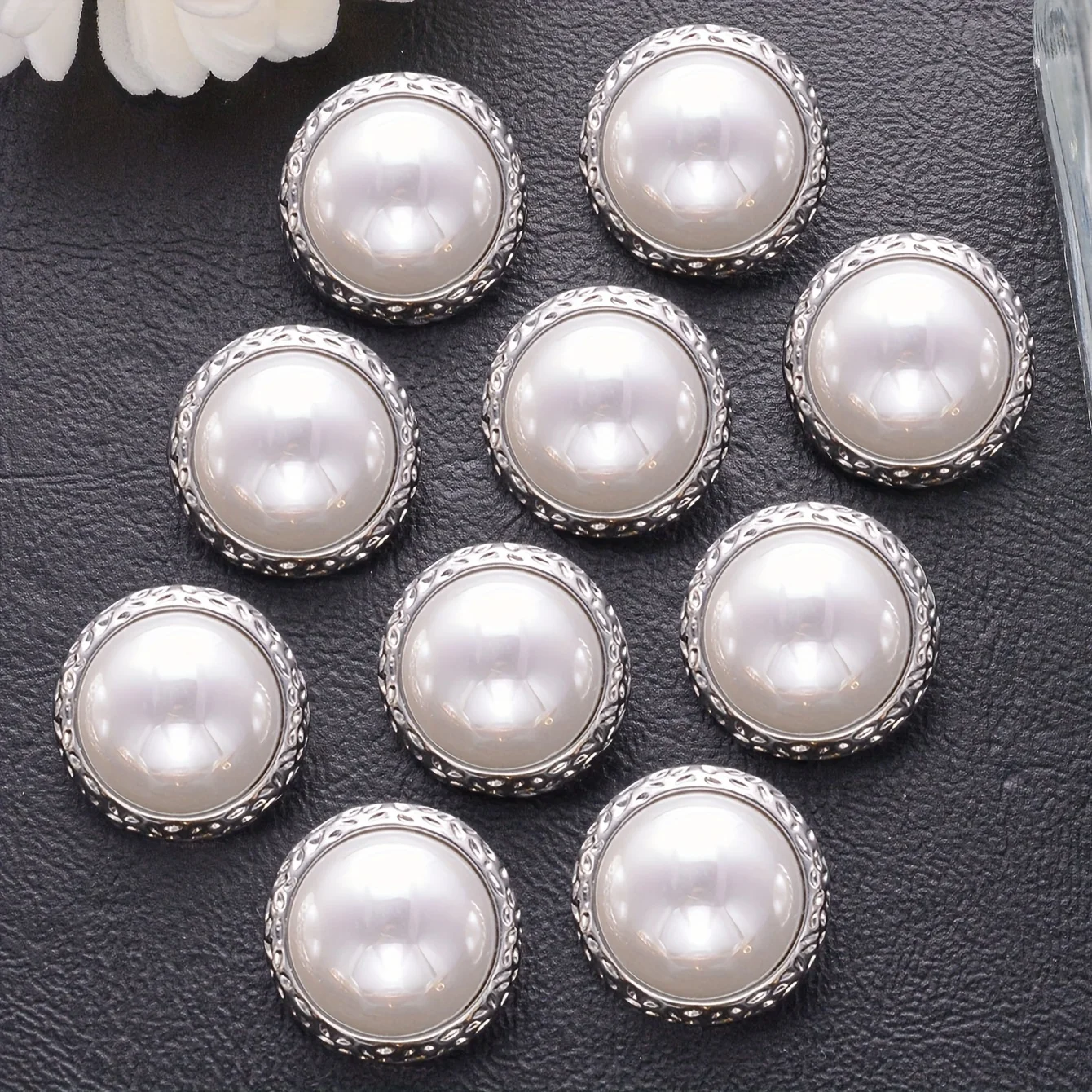 أزرار لؤلؤ مستديرة للقمصان ، خياطة معدنية مزخرفة ، زر ساق ، إكسسوارات تصنعها بنفسك ، مناسبة للقمصان ، السترات ، اللباس ، المعطف ، 16 ، 20 ، 24 ، 10 #2