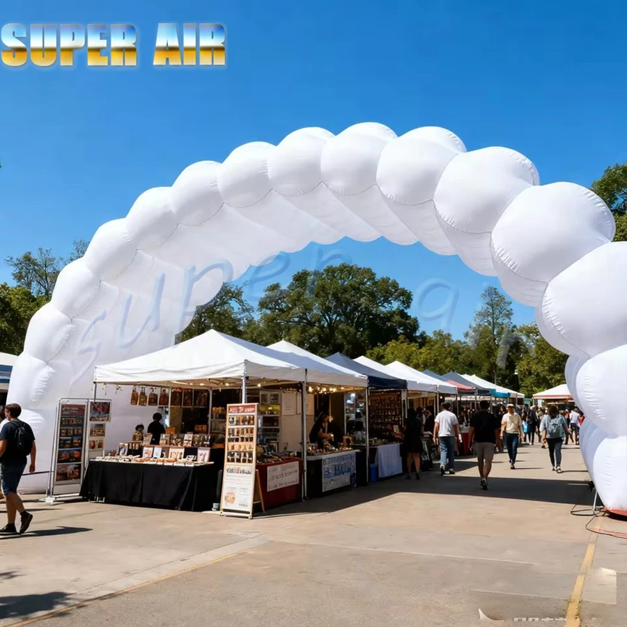 Bela decoração de show de comércio ao ar livre inflável arco iglu decoração arco inflável em forma de nuvem branca