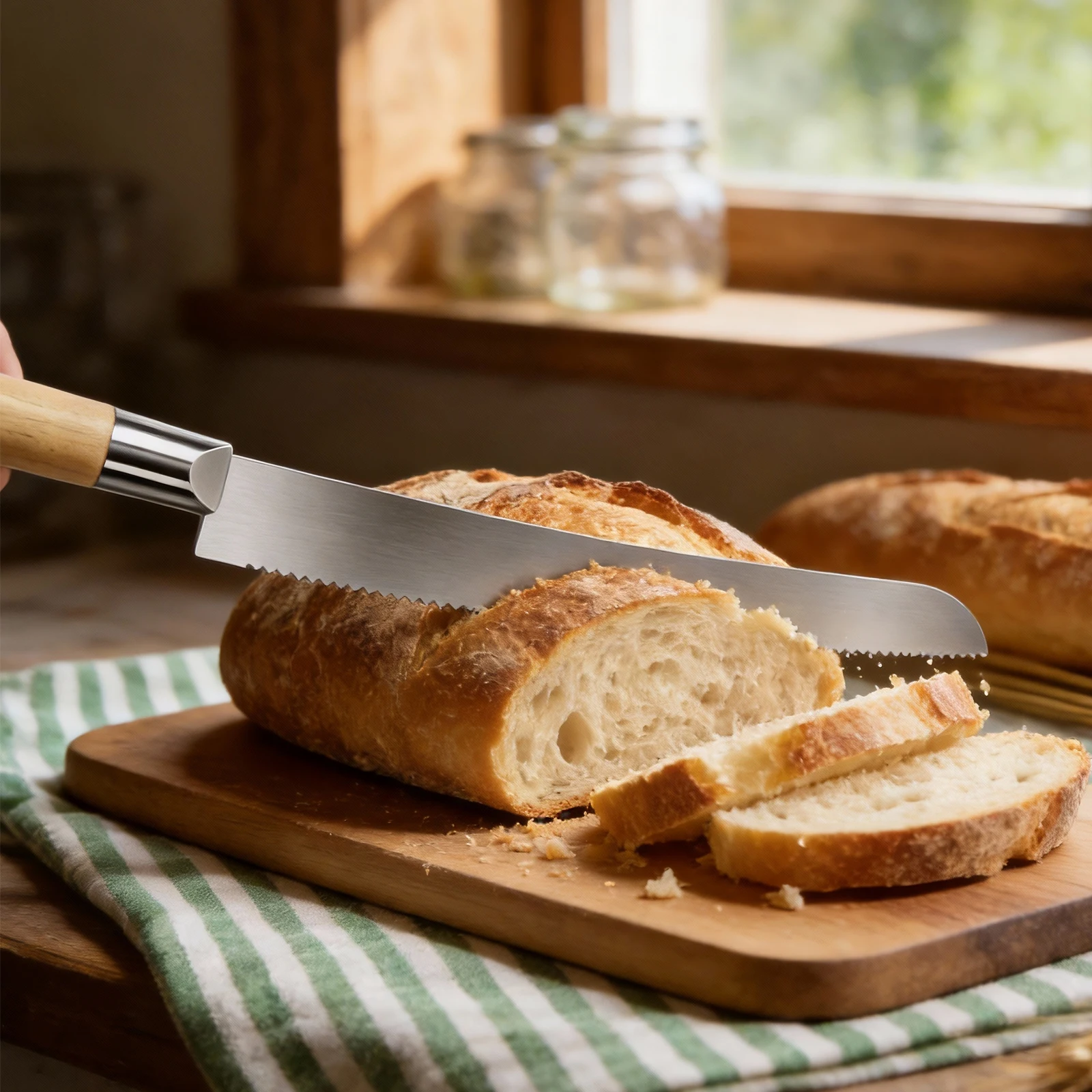 Upgraded 7-inch Bread Knife –Professional Stainless Steel Ultra Sharp Bread Knife with Wooden Handle for Bread, Cake & Cheese