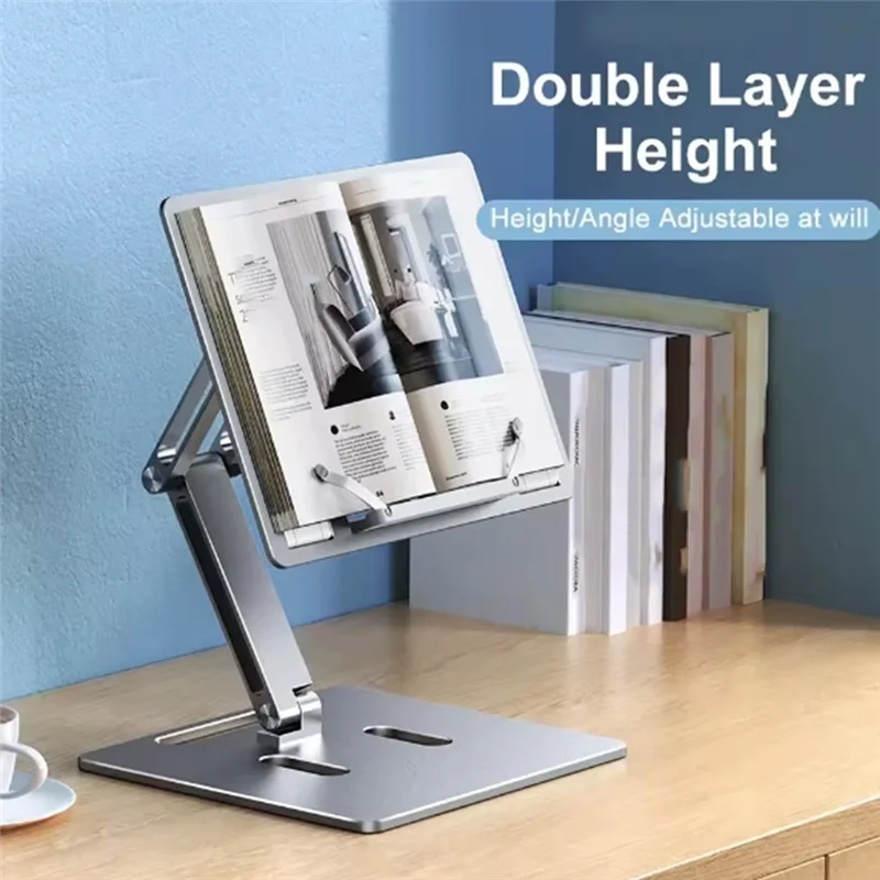 

Подставка для книг из алюминиевого сплава для чтения, регулируемый складной держатель для книг, несколько углов высоты для чтения книг, планшетов