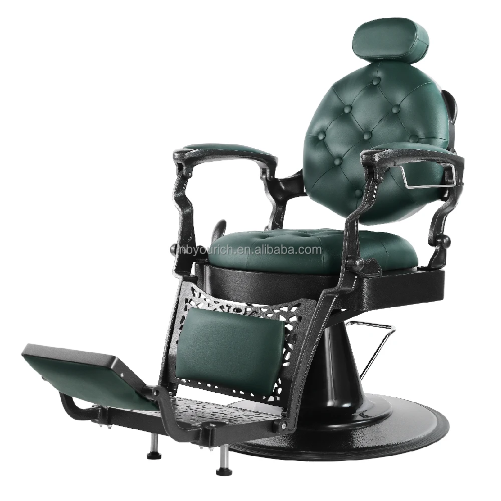 

Green Hairdressing Chairs for Men Facial Spa Chair for Beard Trimming Aluminum Alloy Frame Barber Shop Chair for Sale