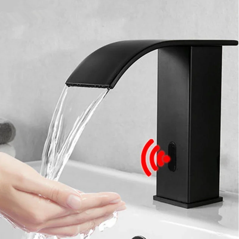 

Manufacturer Whole Sale Black Infrared Sensor Tap Mixer Gold Smart Automatic Sensor Faucet Black Gold Sensor Basin Faucet