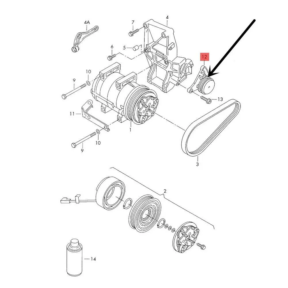 058260511 4PK855 Air Conditioning Compressor Drive Tensioner Idler Power Pump Belt for VW Passat B5 Audi A4 A6 1.6 1.8T - Image 6