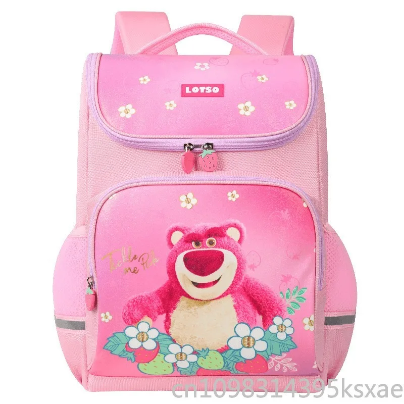 Disney Strawberry Bear Kids Backpack Ergonomic Lightweight Large Capacity School Bag for Girls Elementary Students
