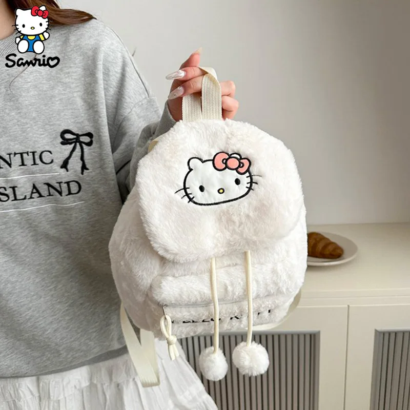 Kawaii Sanrio Plush Backpack Kuromi Hello Kitty Plushie School Bag Melody Shoulder Bag Kindergarten Backpack Birthday Gifts Toys