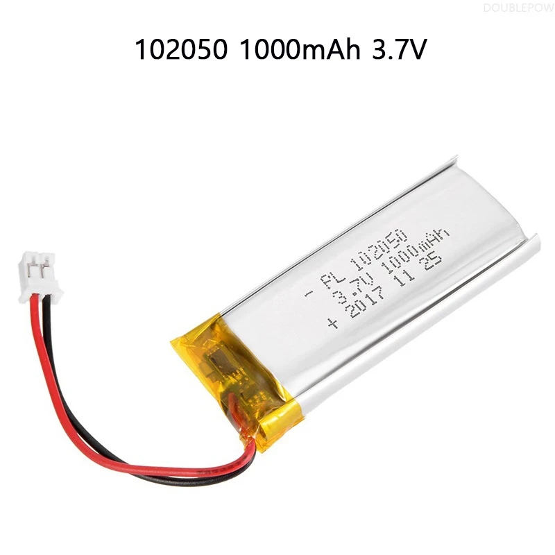 

3.7V 102050 Lipo Cells,1000mah Lithium Polymer Rechargeable Battery for GPS Recording Pen LED Light Beauty Instrument MP3