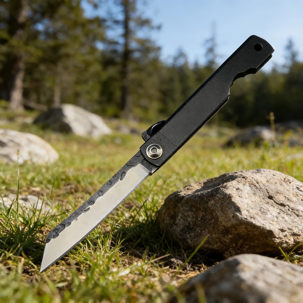 Higonokami Coltello pieghevole con lama Tanto in acciaio di Damasco Manico in alluminio Coltelli da campeggio all'aperto Caccia tattica Strumenti di raccolta EDC