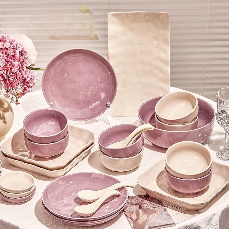 

Cream Wind, Dishes, Set, Household, Plate, Household, Combination