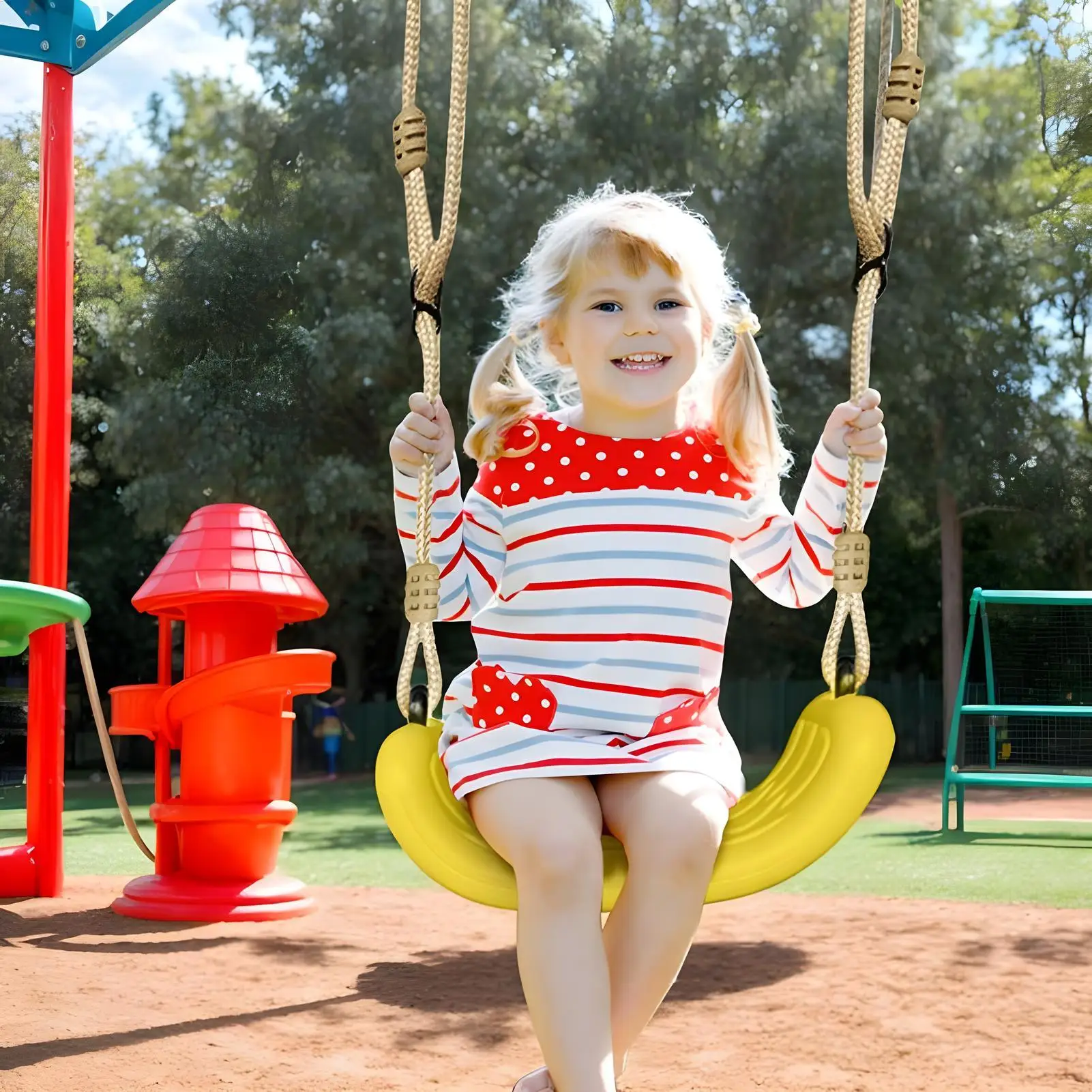 Columpio para niños, columpio para parque infantil, asiento de hamaca de cuerda ajustable, trapecio antideslizante para Patio, guardería, patio trasero, playa, porche