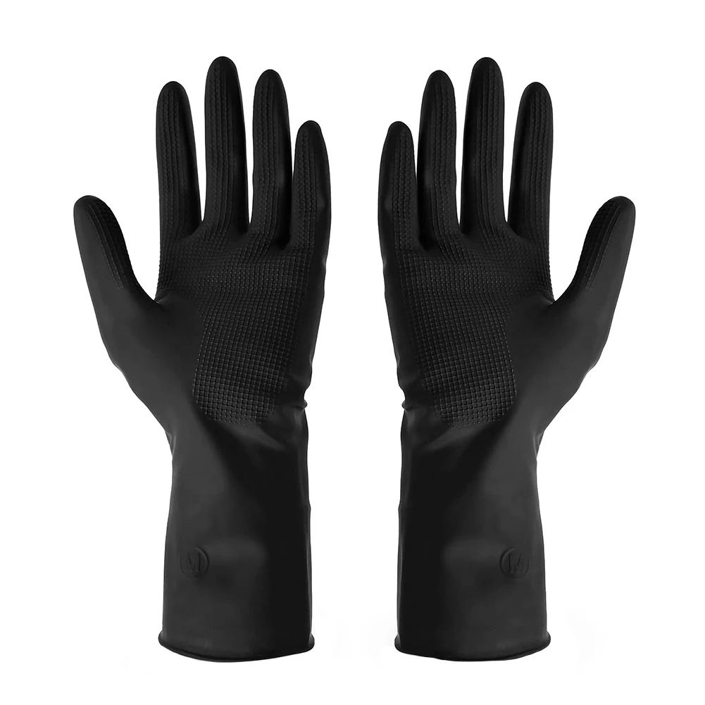 Latex Cleaning Black Gloves Hair Dye Gloves Kitchen Cooking Garden Cleaning Gloves Waterproof Resistant Rubber