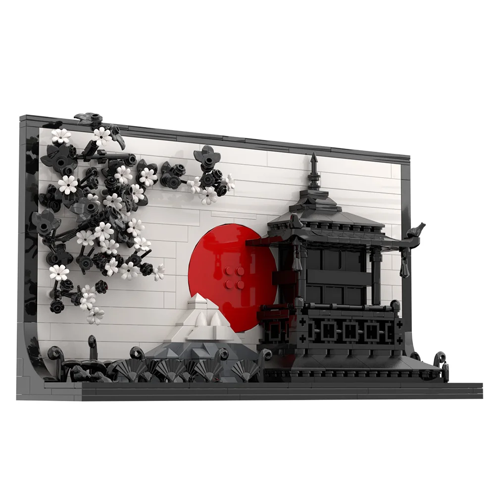 Gobricks moc japonês 3d arte pintura blocos de construção modelo arte decoração pintura tijolos diy montado brinquedo para crianças presente