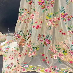 Hanfu Girl Chinese Style Children Light Gauze Ancient Summer Fairy Elegant Ancient Style Dress Net Yarn Embroidery Fabric DIY