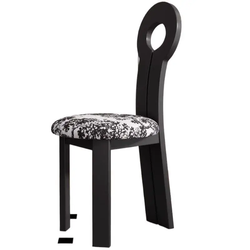 

French solid wood dining chair medieval chair backrest retro wabi wind restaurant makeup stool