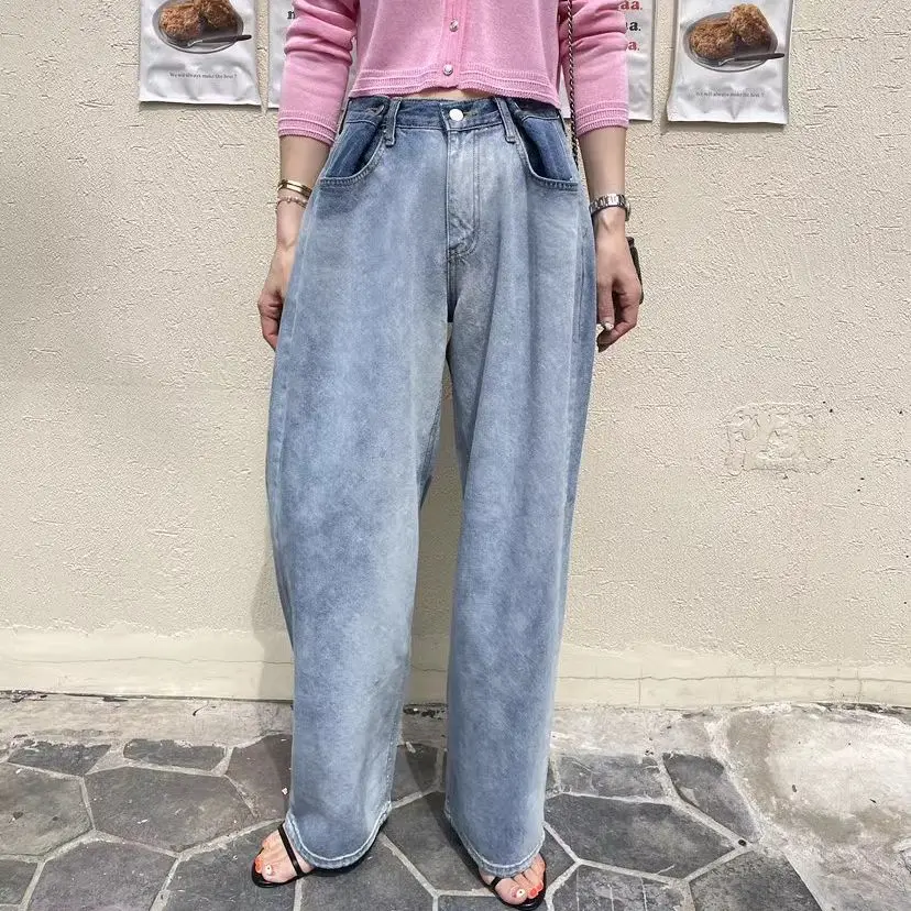 2023 Summer New High Waist Wide Leg Jeans for Women Washed Loose Full length Straight Pants Mujer Fashion Trousers Y4391