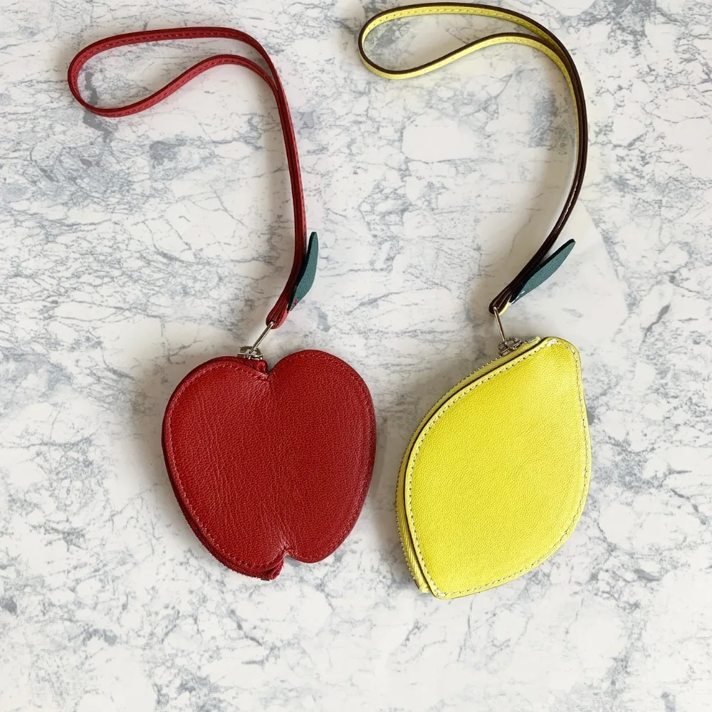 

Fashion Cute Fruit Shape Coin Purse Strawberry Korean Style PU Leather Pendant Key Ring Avocado Mini Storage Pouch Bag Charm