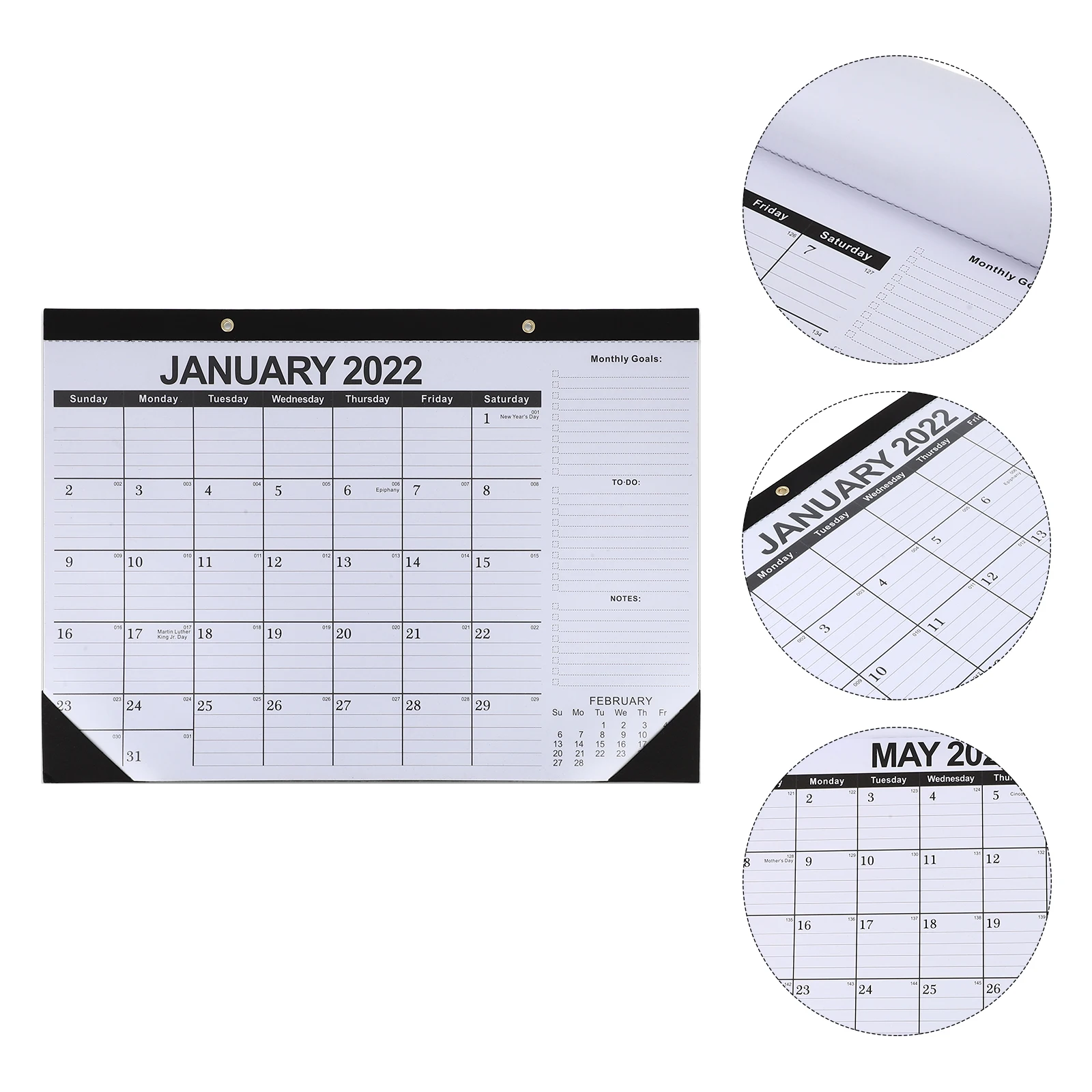 

1 pc 2022 English Edition Wall Hanging Paper Calendar For Office -Taking Memo Writing Date Planner Organizer