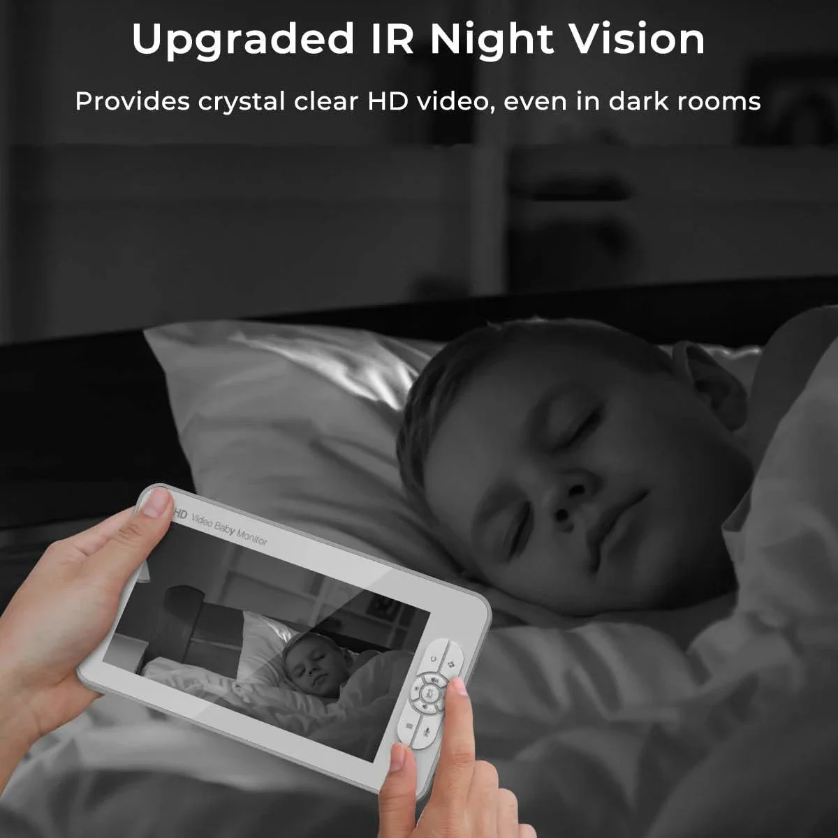 HD PTZ 카메라 및 오디오 포함 분할 스크린 베이비 모니터, 1080P HD 베이비 폰 카메라, 4 배 줌, 비디오 보모 없음, 와이파이, 핵 방지, 7 인치