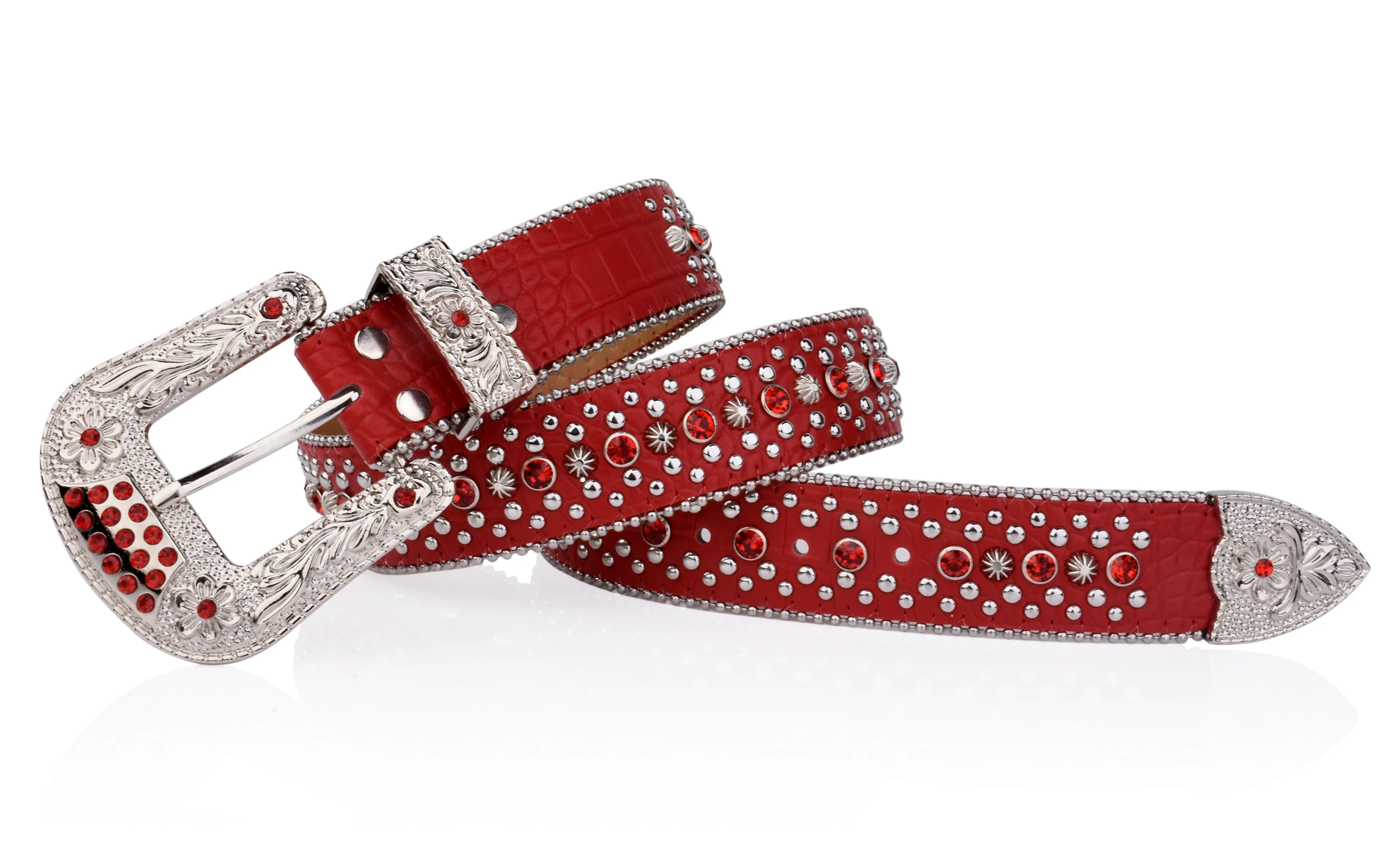Punk Rock Damengürtel Luxus Strass glänzender Knopf PU verziert Y2K Gürtel Retro Herren Jeansgürtel – Detail 16
