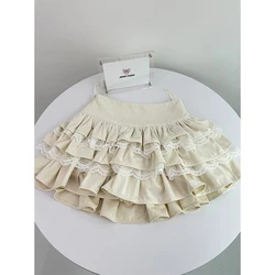 MEXZT Y2k Ruffles Mini Skirt Women Sweet Kawaii Lace Patchwork A Line Skirts Summer Streetwear Korean High Waist Ball Gown Skirt