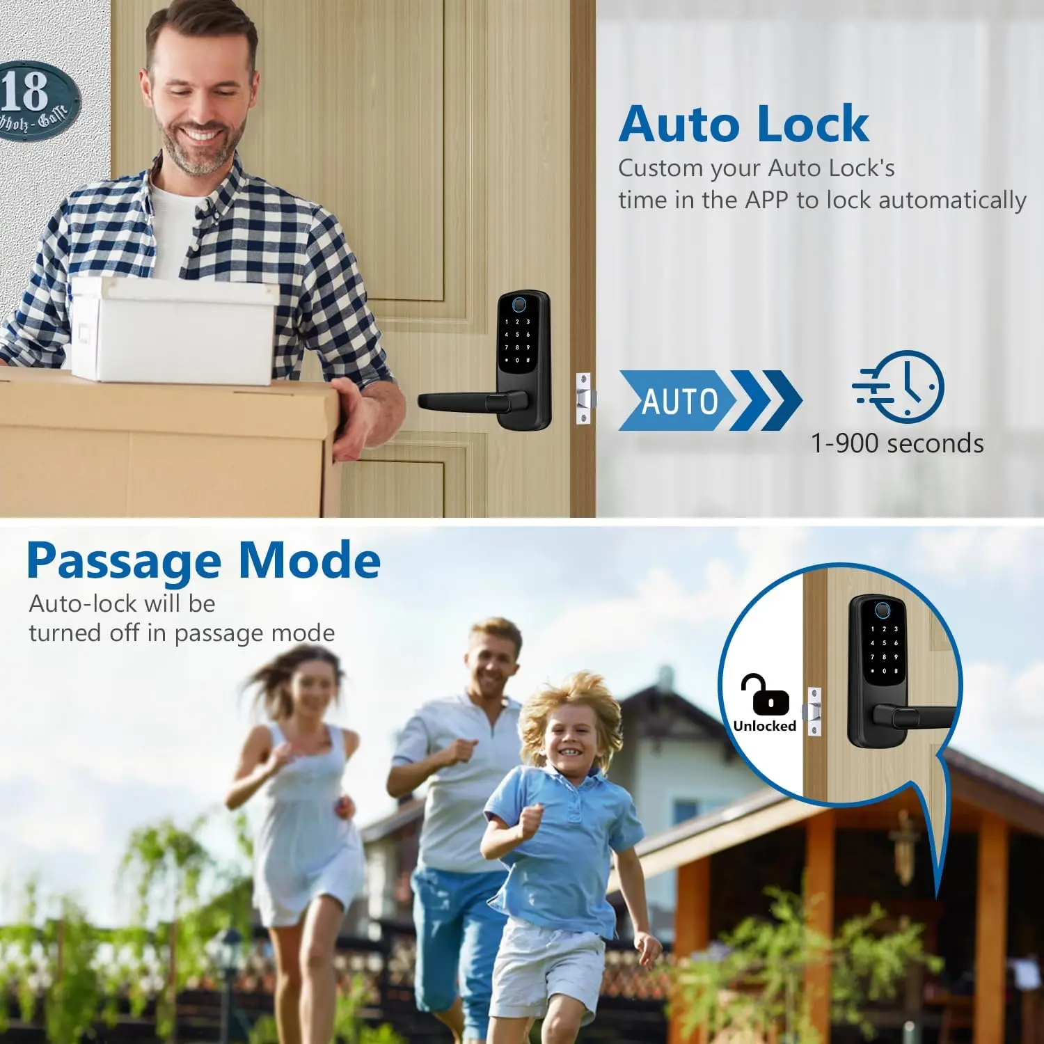 fingerprint door lock Smart Fingerprint Bluetooth IC Card Password APP Security Door Lock with Mechanical Key smart lock