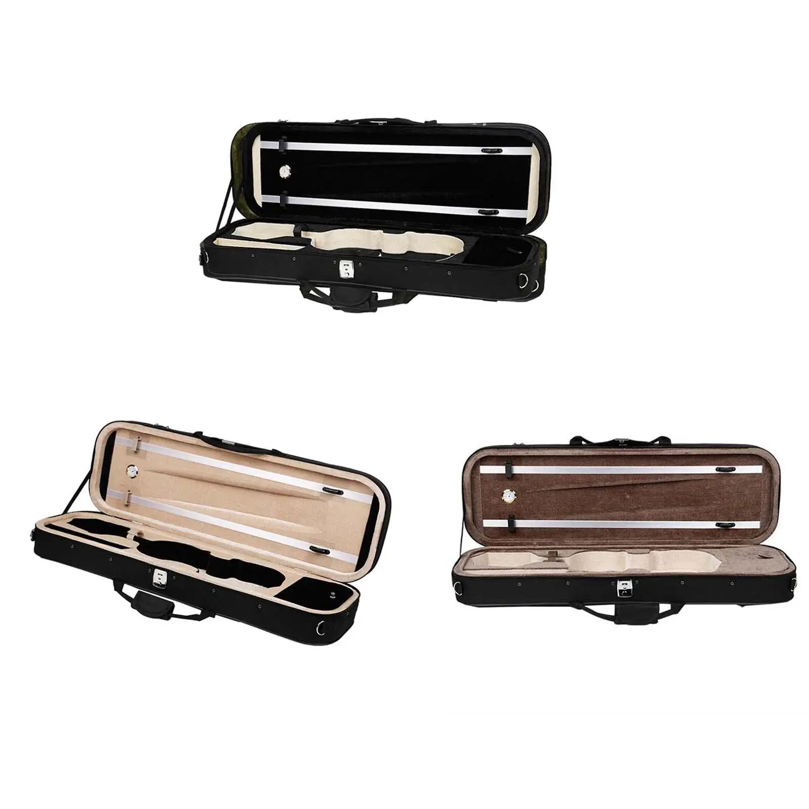 

4/4 Full Size Violin Travel Case with Hygrometer Professional Oblong Shape High Density Foam for Musical Instrument Hard Case