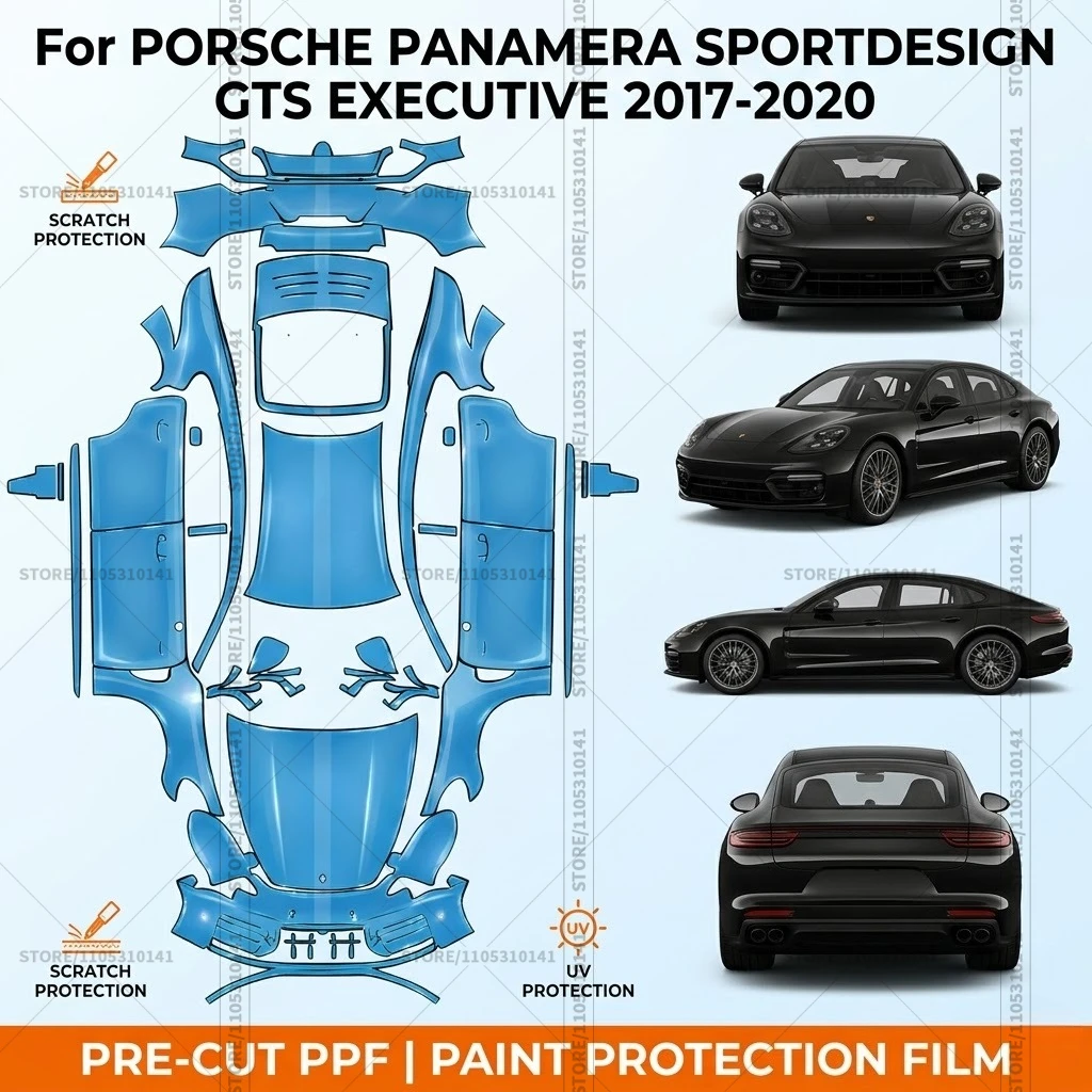 

Pre-Cut Paint Protection Film PPF Transparent Bumper Clear Bra Car Film For Porsche-Panamera-Sportdesign--GTS-Executive2017-2020