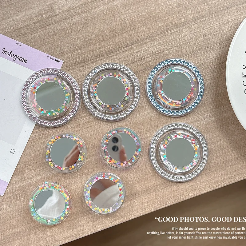 

Small Fresh Korean Color Plated Mirror Phone Airbag Bracket Telescopic Magnetic Adhesive Ring Desktop Support