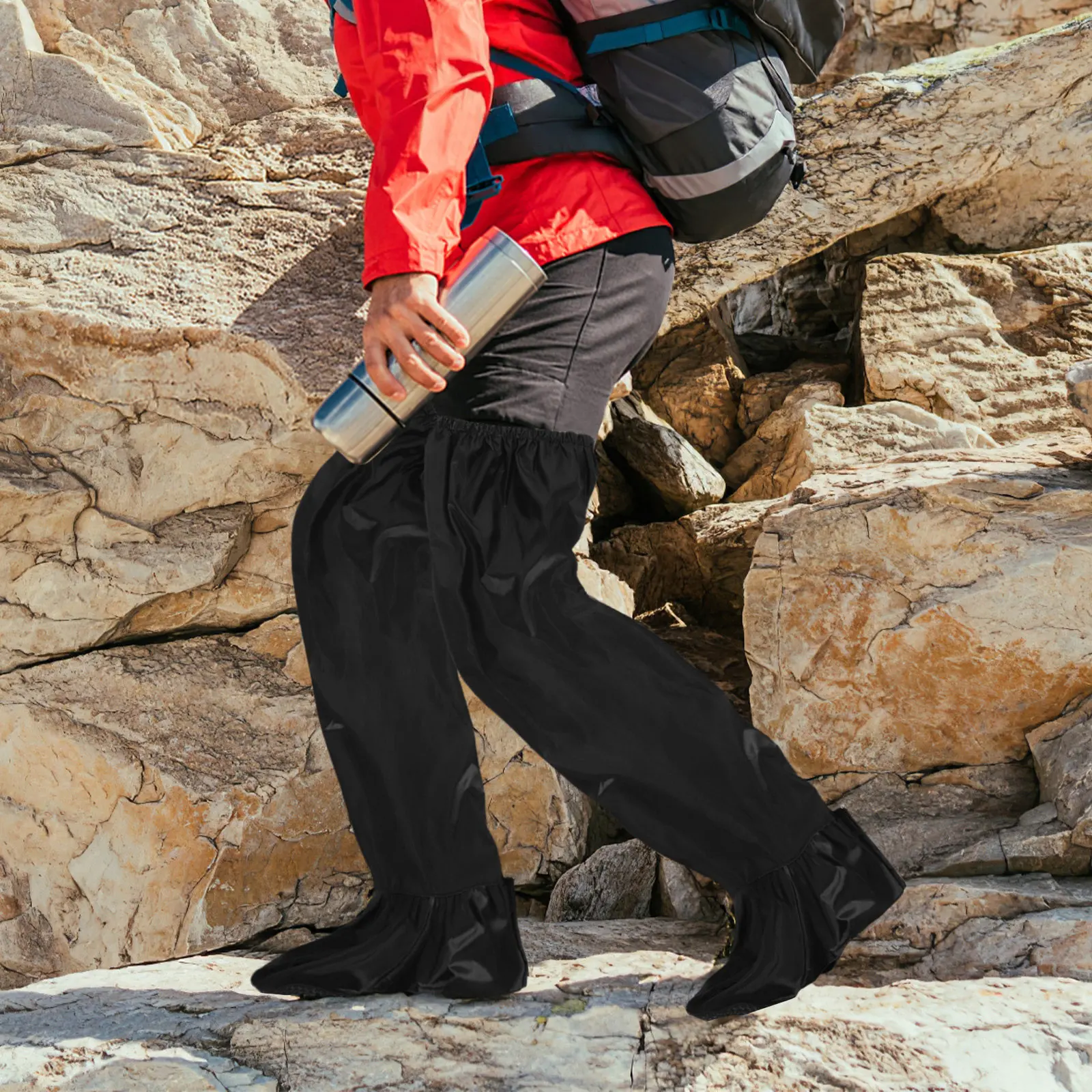 

1 пара водонепроницаемых мотоциклетных дождевых штанов, ветрозащитные чехлы для обуви, для использования на открытом воздухе, мужские водонепроницаемые брюки