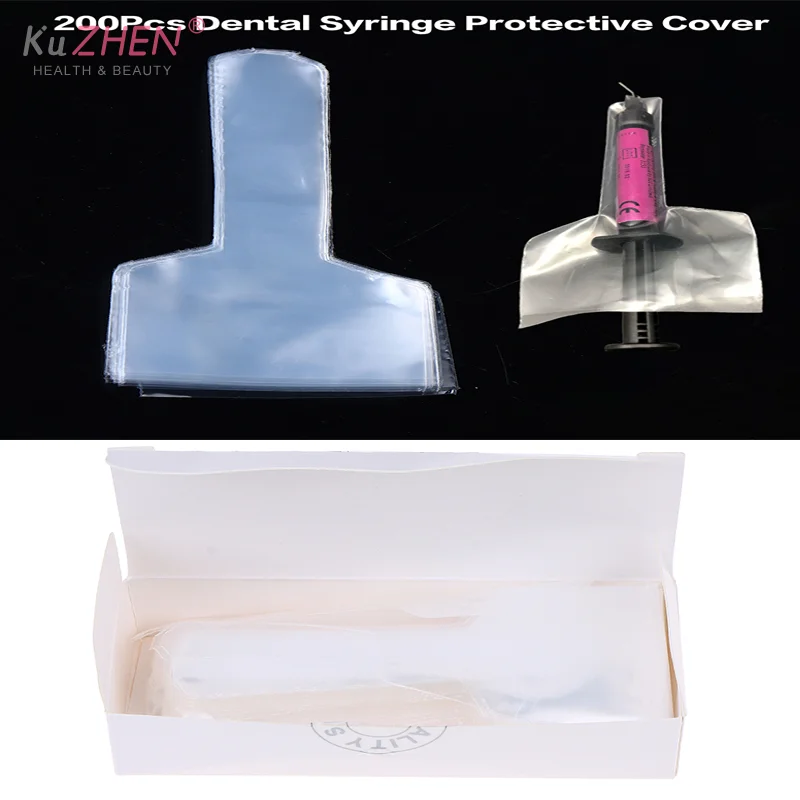 

200Pcs/box Dental Syringe Resin Protective Covers Disposable Syringe Resin Protective Film Covers Plastic Sheath Dentist Tools