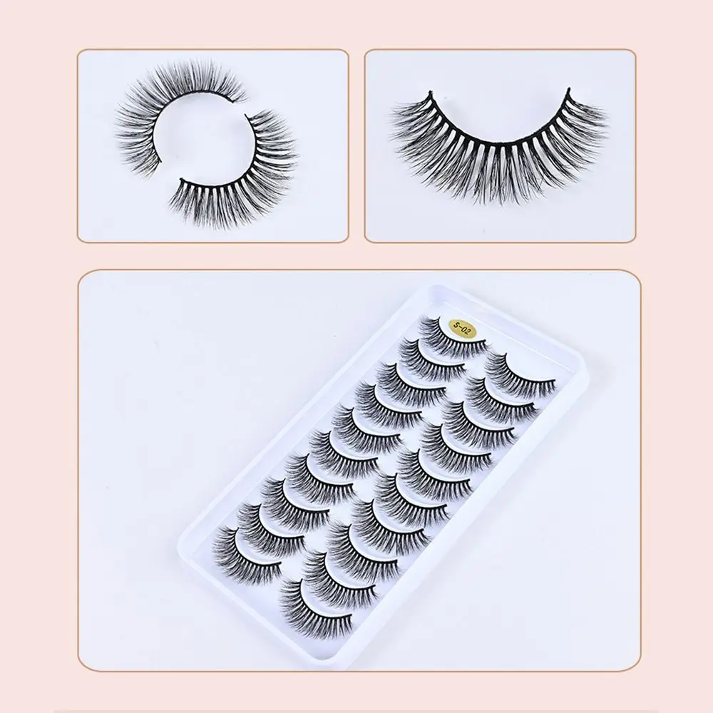 5 Pairs Eyelash Extension 3D Mink Eyelashes Black Stem Natural Thick Makeup Tool Chemical Fiber Volume Dramatic