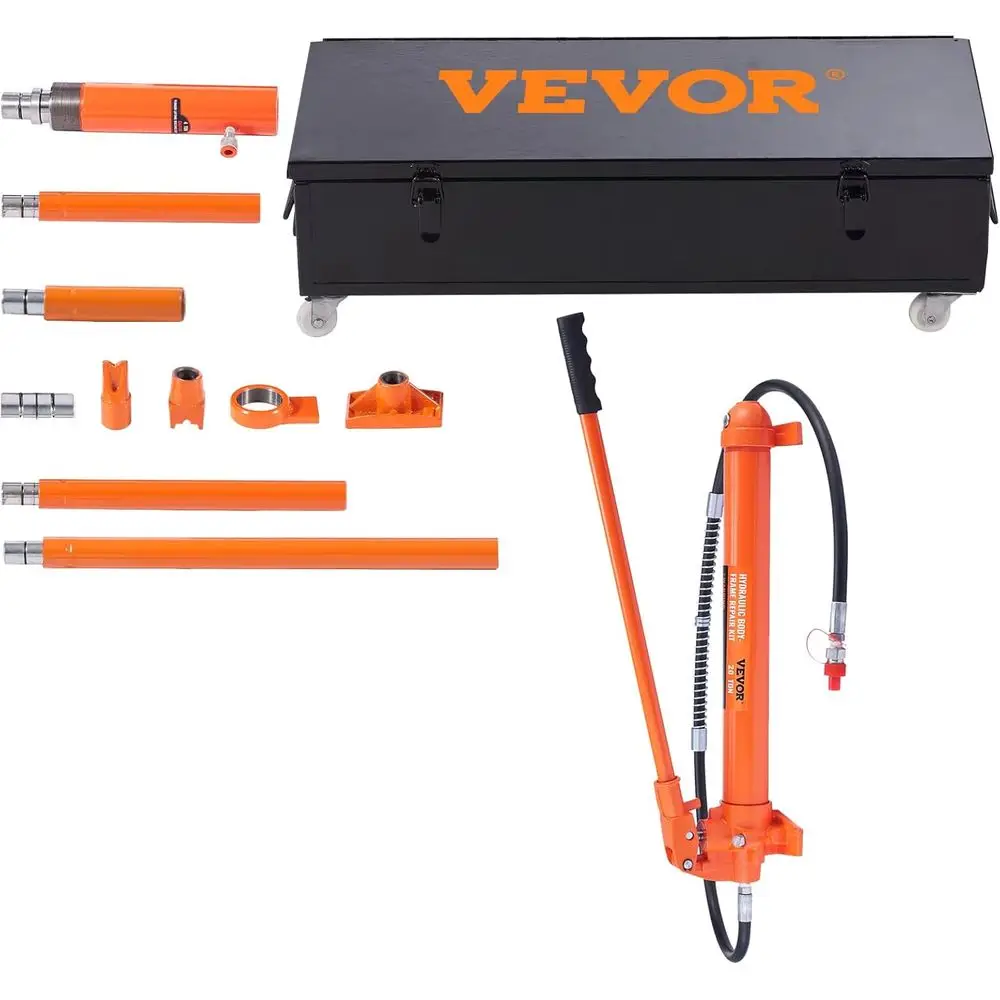 

20-тонный портативный гидравлический домкрат с шлангом 4,6 м, полным комплектом аксессуаров и кейсом для хранения, для ремонта автомобилей и тяжелой техники