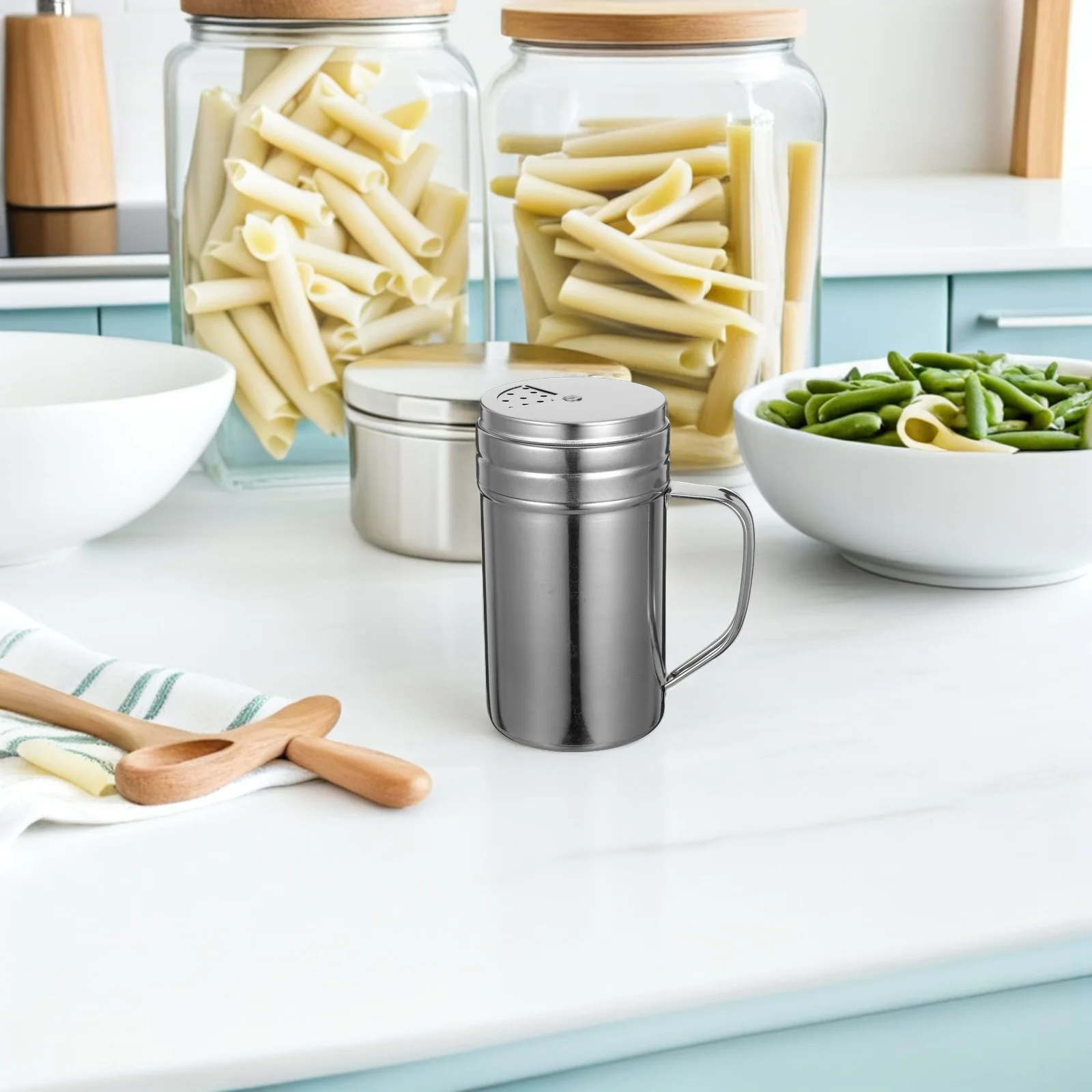 

3pcs Stainless Steel Spice Jars Set 410# Small Medium Large Rotating Lid for Salt Pepper Kitchen Seasoning Containers Box