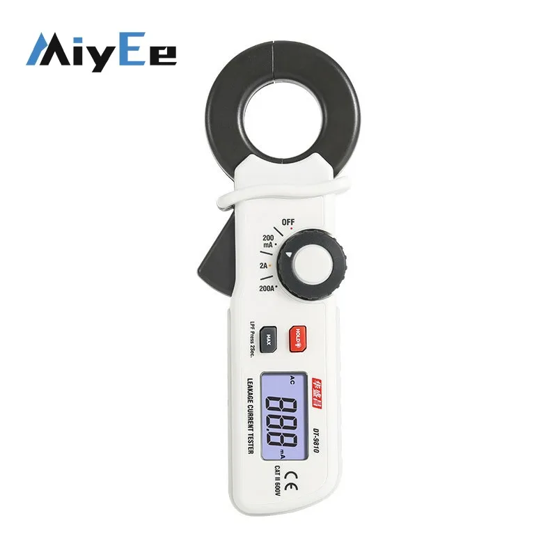 

White DT-9810 Leakage Current Tester 30mm Mini Clamp AC Automatic Current Meter HD LCD Digital Display Multimeter
