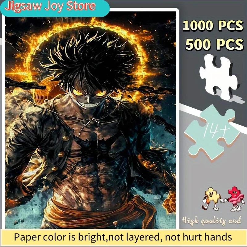 

Puzzle, Paper Jigsaw DIY Anime Hero with Flames for Home Leisure, Couples Interaction, Friends Gatherings, Valentine's Day, Bi
