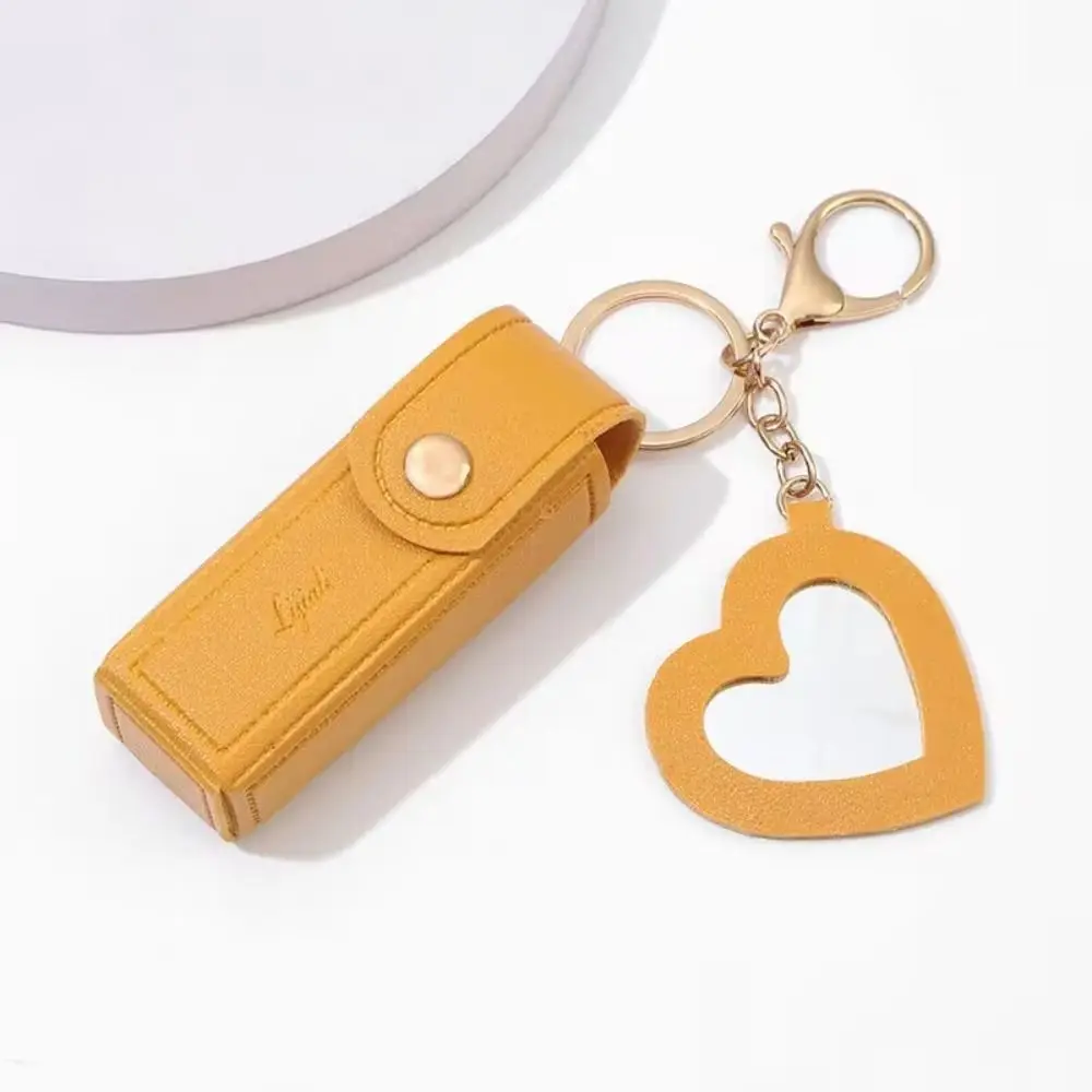 Keychain Lipstick Bag Outdoor Mini PU Leather Lip Gloss Bag Multifunctional Portable Makeup Lipstick Holder Girls