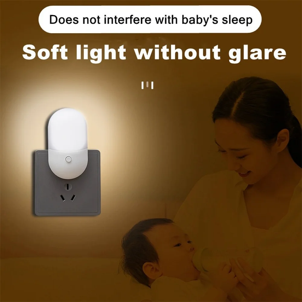 Night Lights Plug into Wall Bedside Lamp EU US Plug 110V 220V Bedroom Lamp Gift for Children Cute Night Lamp For Corridor WC