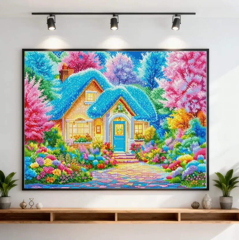 

9CT 103X80 см садовый дом рукоделие, сделай сам гостиная печатная вышивка крестиком, набор для вышивания полная хлопковая нить 67 цветов