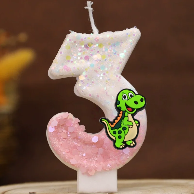 0-9 Number Dinosaur Theme Party Birthday Candle Happy Birthday Cake Candle Birthday Baking Anniversary Animal Party Decoration