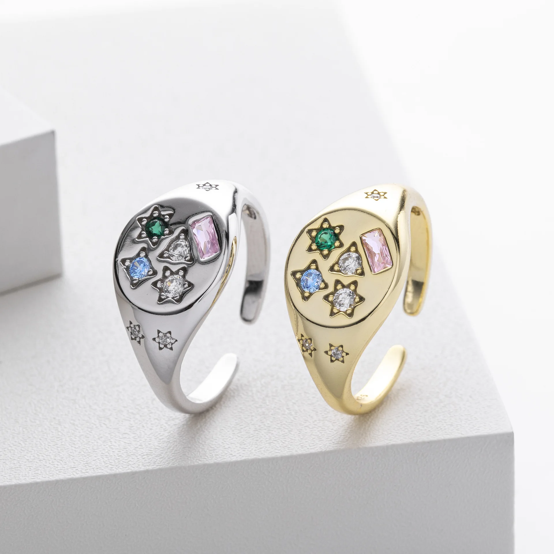 Withered Elegant Party Jewelry Rings Women's Ring S925 Sterling Silver Ring With Colorful Zirconium Inlay Ring